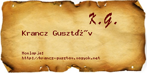 Krancz Gusztáv névjegykártya