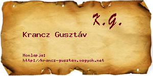 Krancz Gusztáv névjegykártya